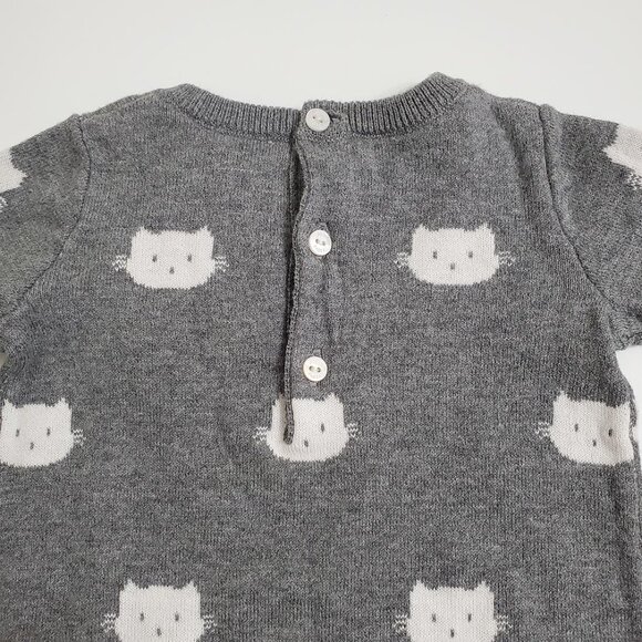 Jacadi Baby Jumpsuit Romper 3 Month Cats Long Sleeve Cotton Gray - Picture 5 of 7